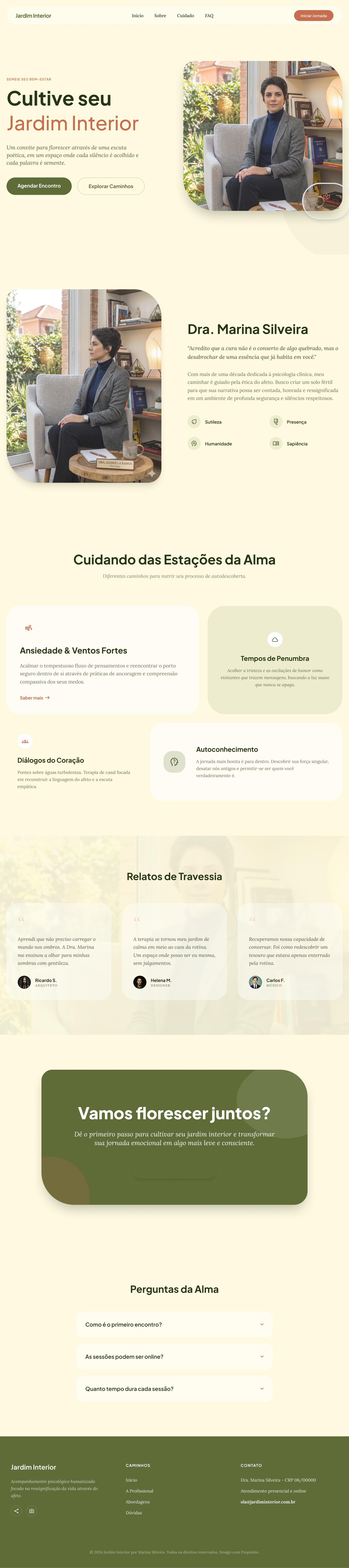 Print completo de layout de site para psicanálise
