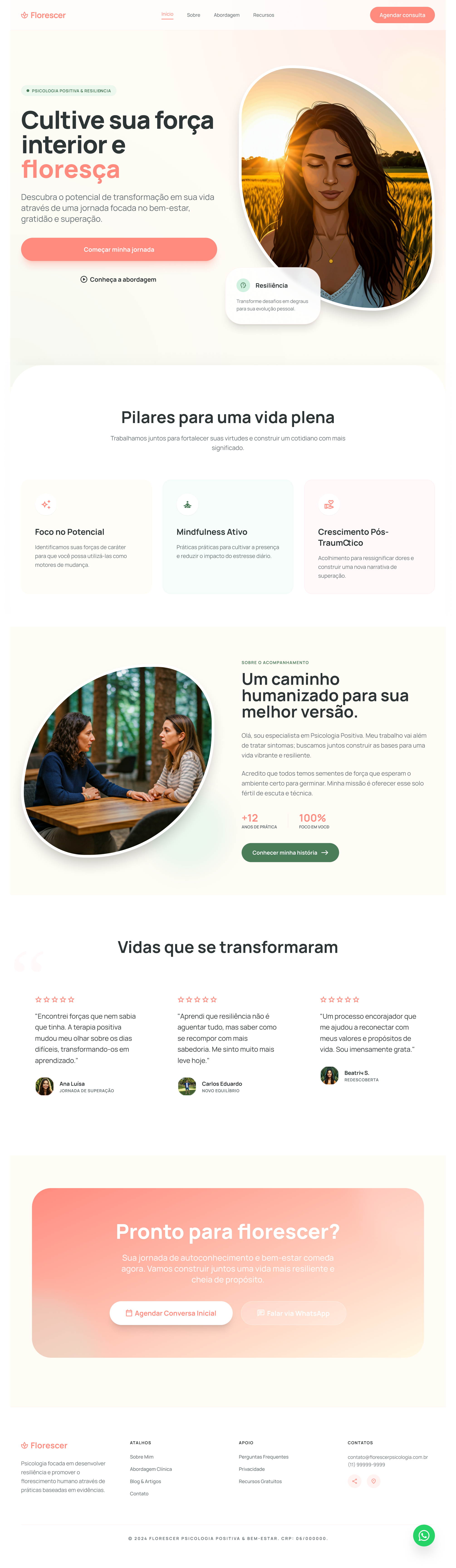 Print completo de layout de site para psicanálise