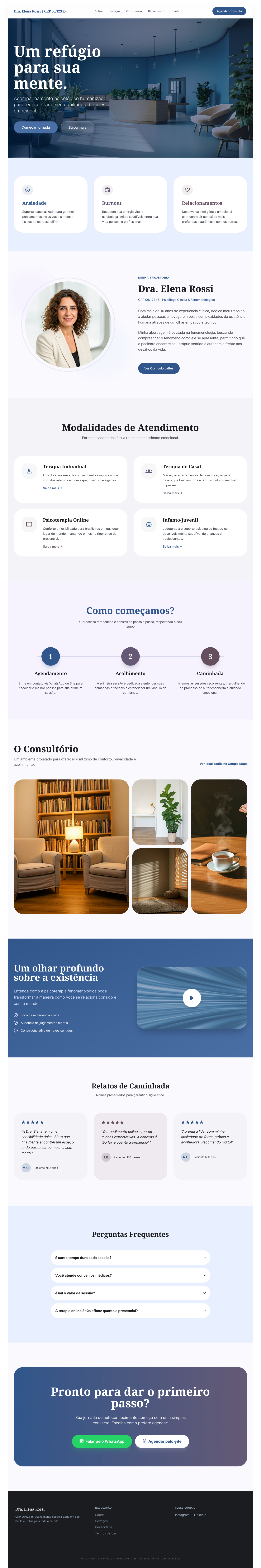 Print completo de layout de site para psicologia clínica